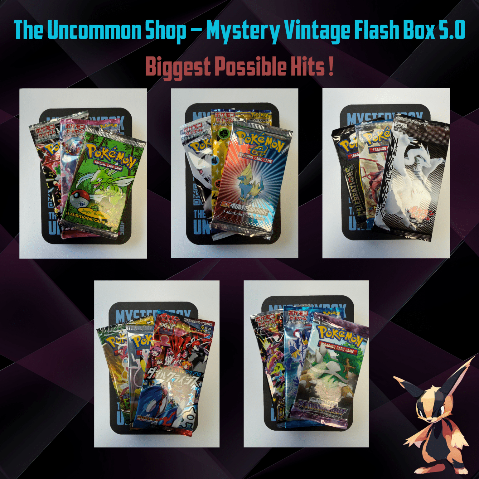 Mögliche Hit-Box der Flash Box 5.0 mit englisches Pokémon Pack Jungle, 1. Edition