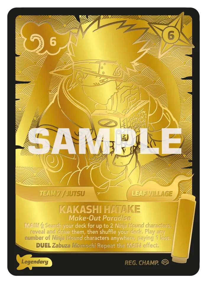 Naruto Mythos Shinobi Shiren Legendary Kakashi Hatake in 22 Karat Gold, Regional Champion