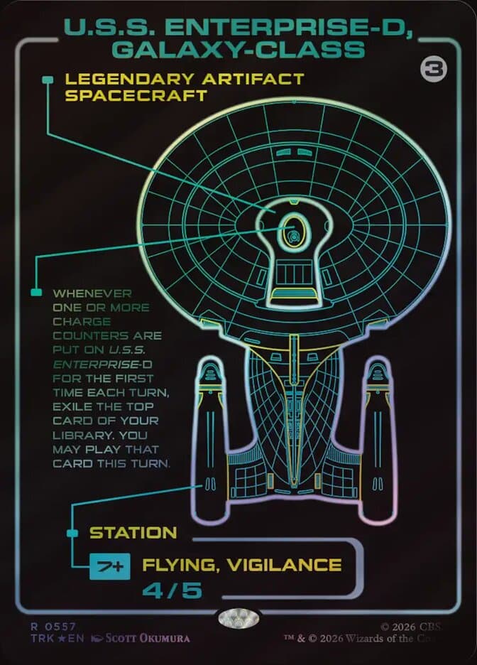 U.S.S. Enterprise-D, Galaxy-Class, Beispiel für Schiffs-Schematics in MTG Star Trek